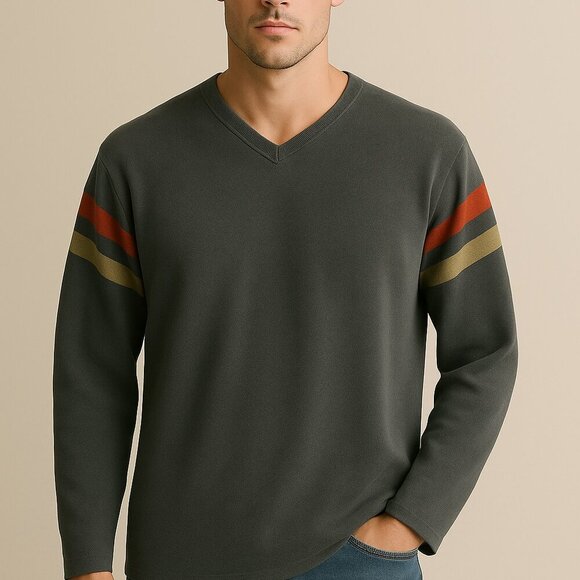 Structure Other - Structure XL Navy Blue 90s Y2K V-Neck Stripe Sweater Preppy Grunge